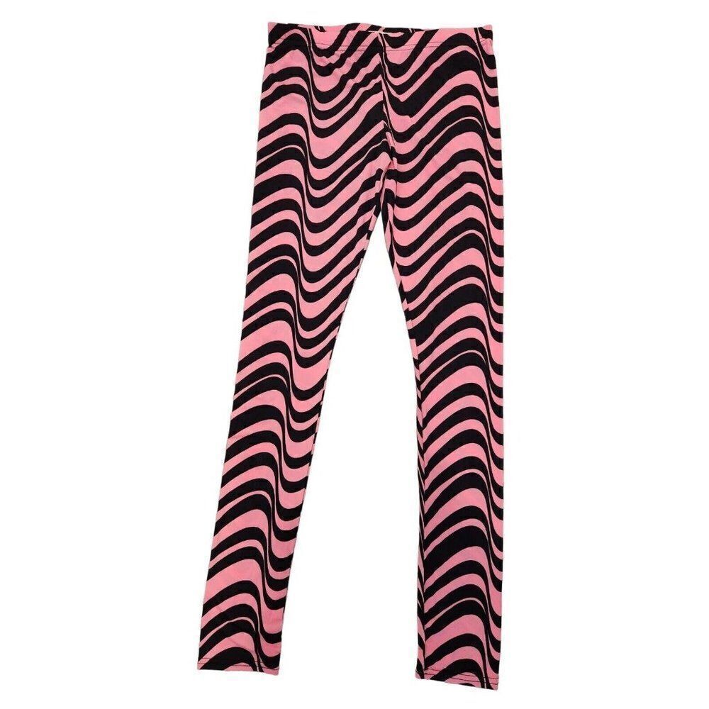 Vintage 90s Energie Hot Pink Black Leggings S Animal Print Rave Spandex